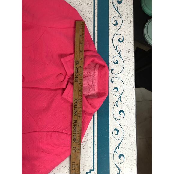 Vintage 1980s Women's Pink Jacket Coat Overcoat Long sleeve Knee length collar - Picture 5 of 9